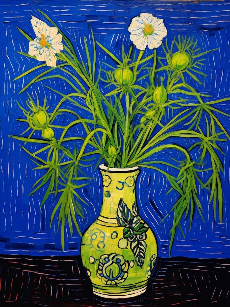 Flowers In A Vase Still Life Painting Love In A Mist Nigella 5