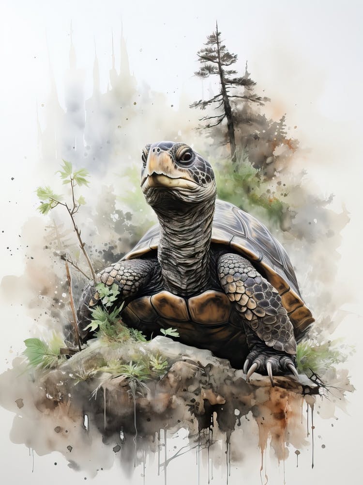 Schildkröte, Japanische Pinselmalerei, Ukiyo E, Minimal 1
