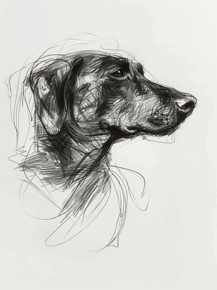 Spaniel Doberman Dog Charcoal Line 2