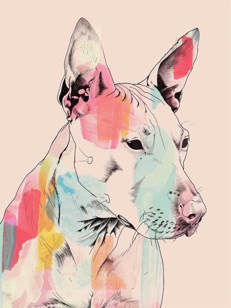 Pastell Bulldoggen-Terrier Linienillustration