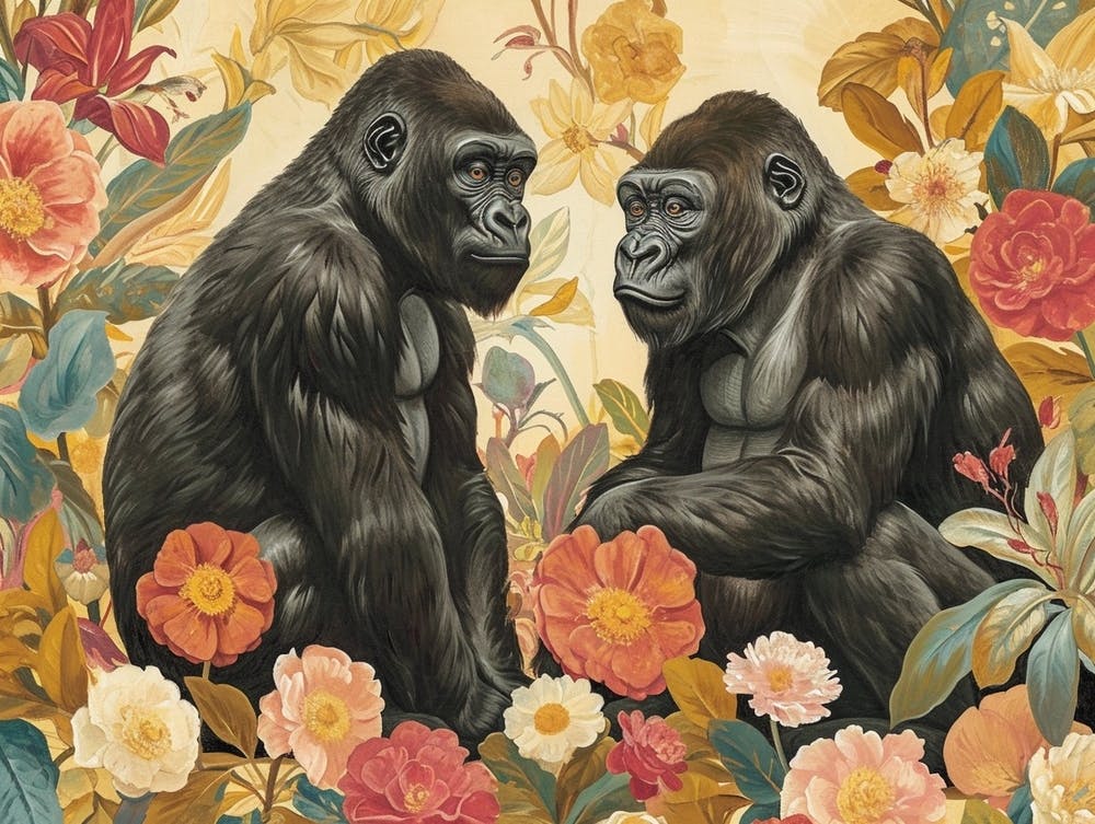 Floral Animal Illustration Gorilla 3