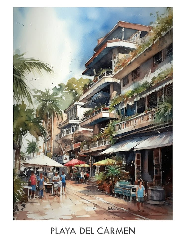 Playa Del Carmen Watercolor 1travel Poster