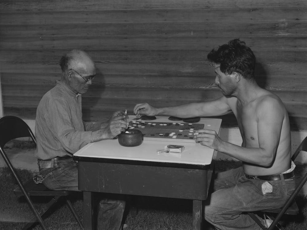 Twin Falls, Idaho, Fsa (Farm Security Administration) Farm Workers Camp, Japanese Farm Workers Play Game Of 1