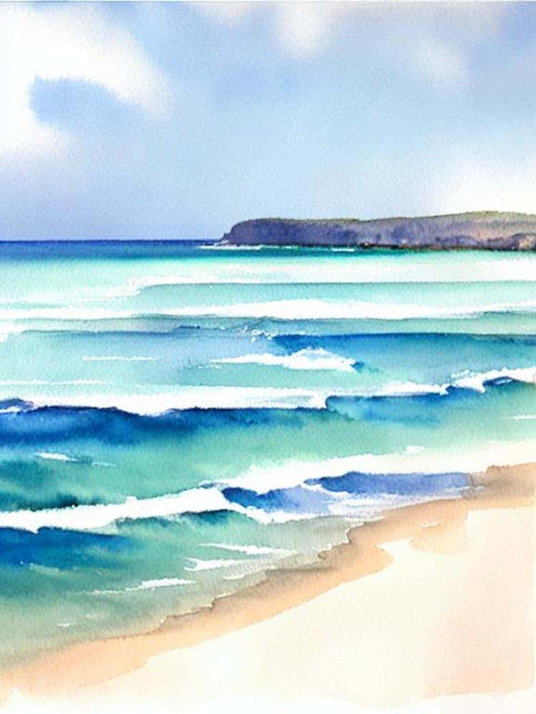 Bateau Bay Beach 2, Australia Watercolour
