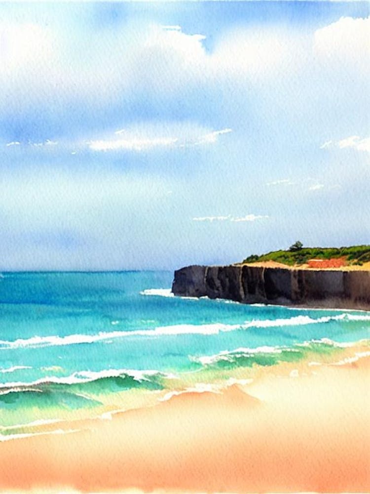 Mona Vale Basin Beach, Australia Watercolour