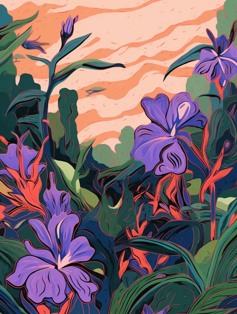 Boho Plant Painting Spiderwort Purple Heart 2