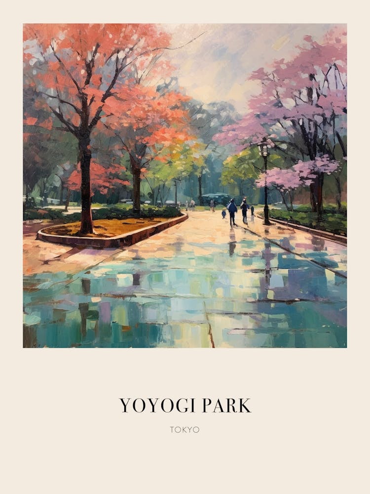 Yoyogi Park Tokyo 2 Vintage Cezanne Inspired Poster