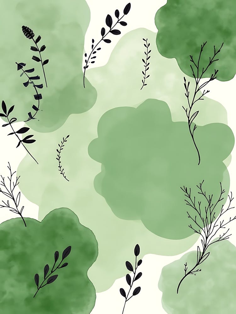 Aquarell Salbei Gartenblätter