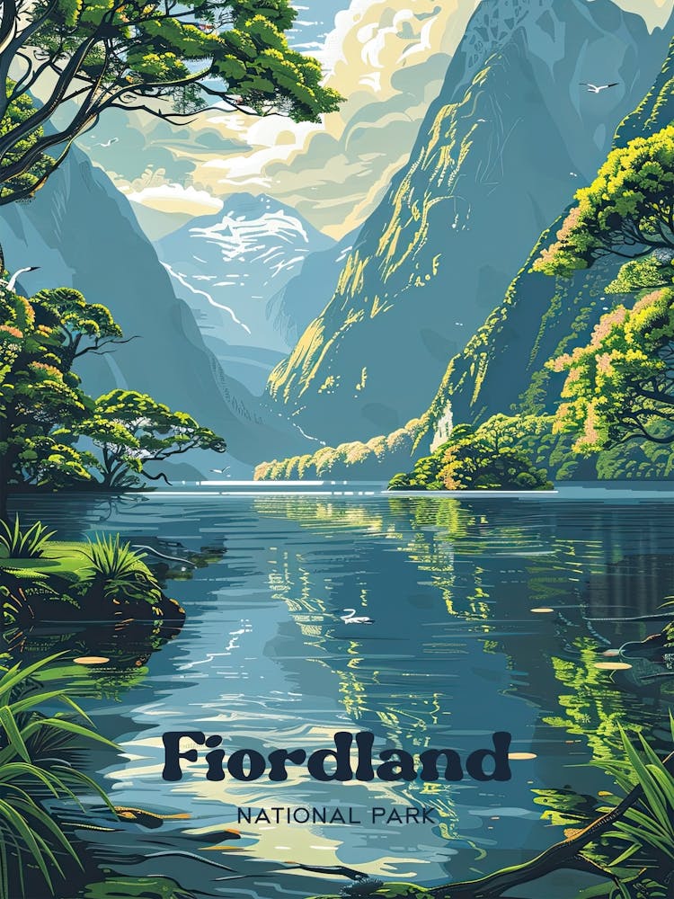 Fiordland National Park Fiordland Travel Illustration