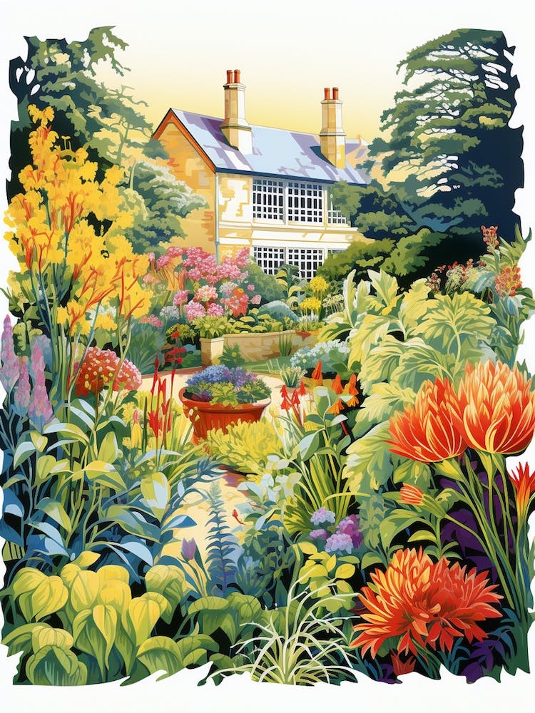Hidcote Manor Gardens Uk Modern Illustration 3