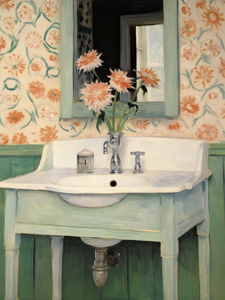 Bathroom Vanity Painting With A Chrysanthemum Bouquet 1