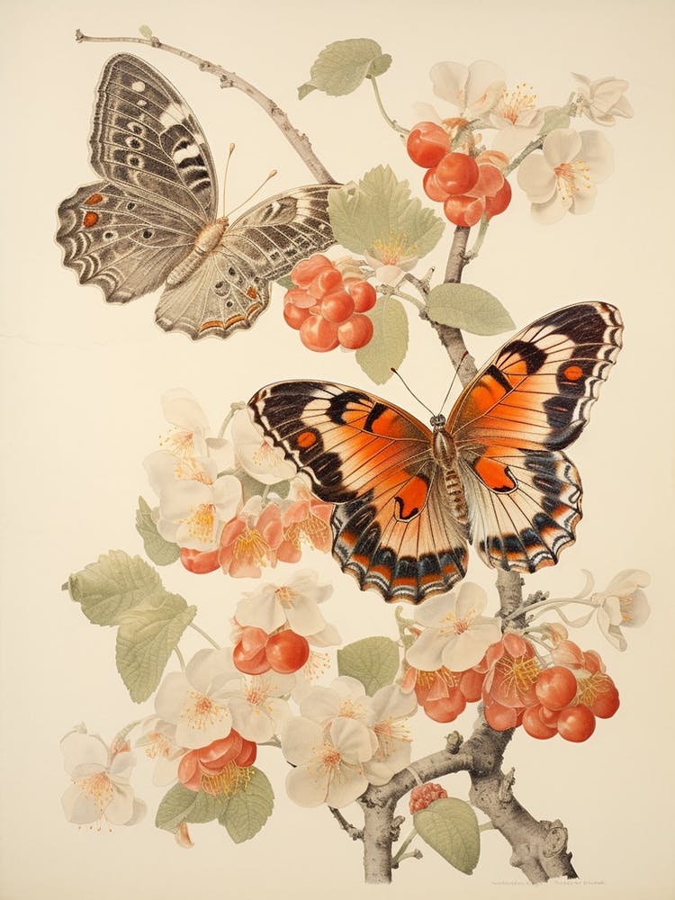 Butterfly Floral Japanese Style Painting 2