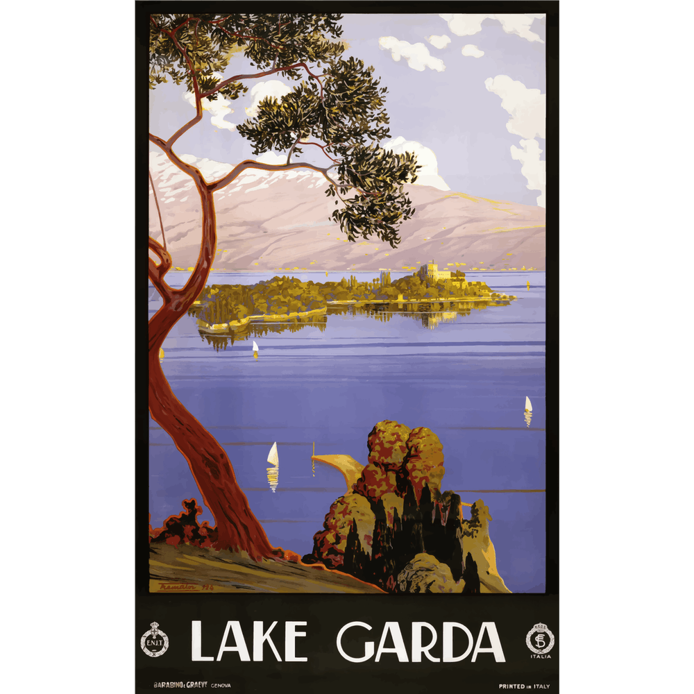 Vintage Travel Poster Lake Garda Italy 1924