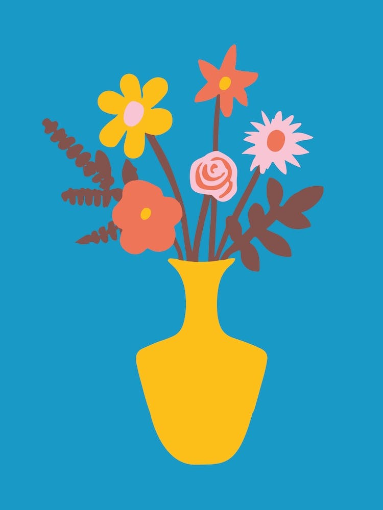 Pop Art Flower Vase Blue Print