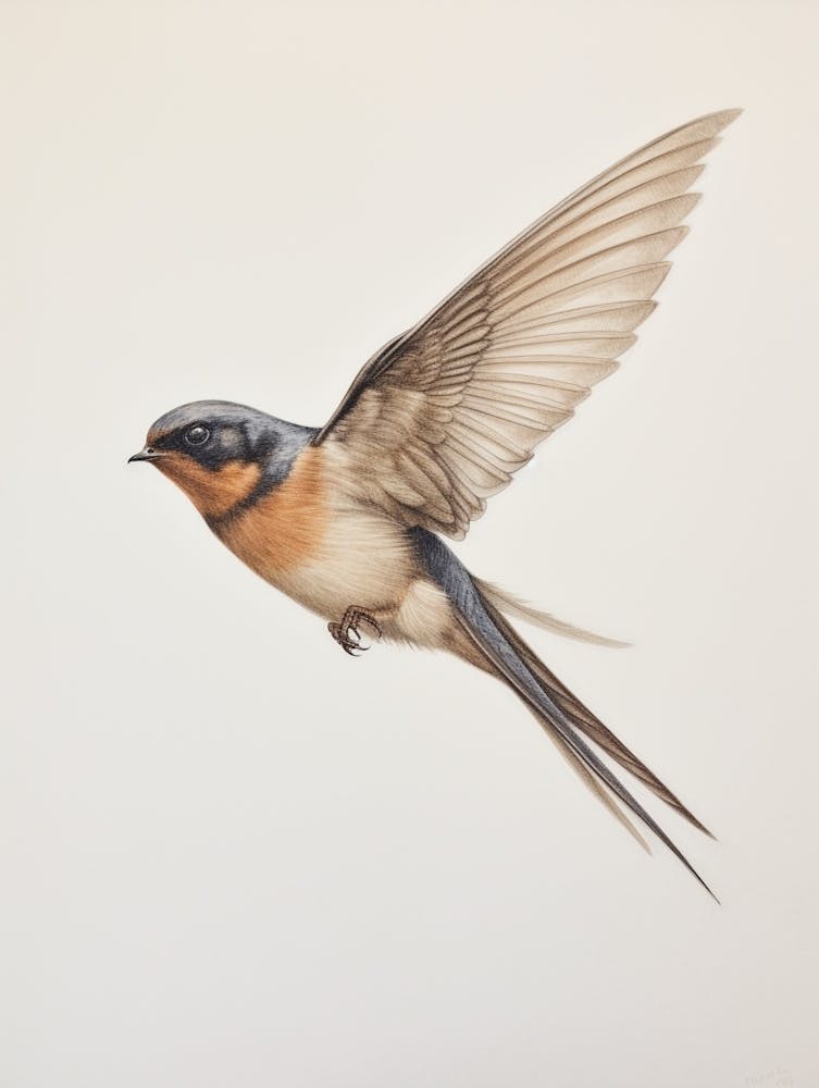 Vintage Bird Drawing Barn Swallow
