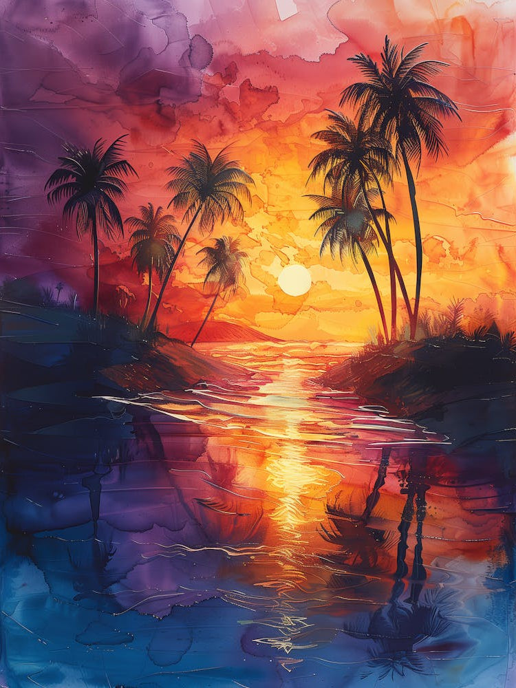 Sunset With Palm Trees 3