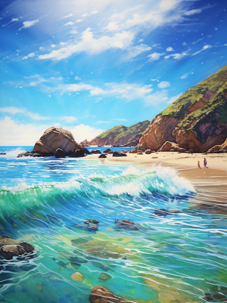 A Painting Of Pfeiffer Beach, Big Sur California Usa 7