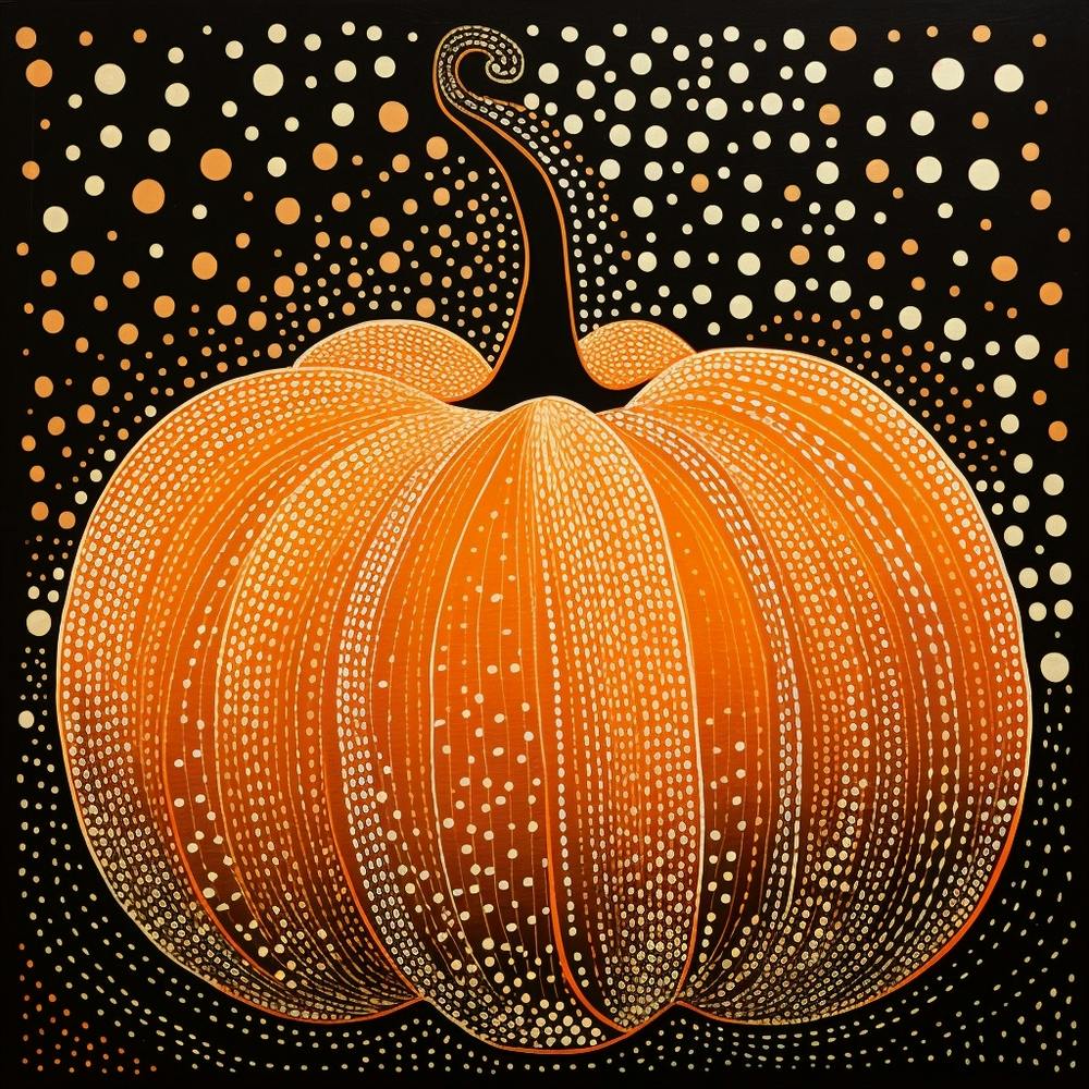 Yayoi Kusama Inspirierter Kürbis Schwarz und Orange 3