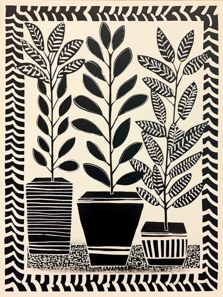 B&W Plant Illustration Zz Plant 7