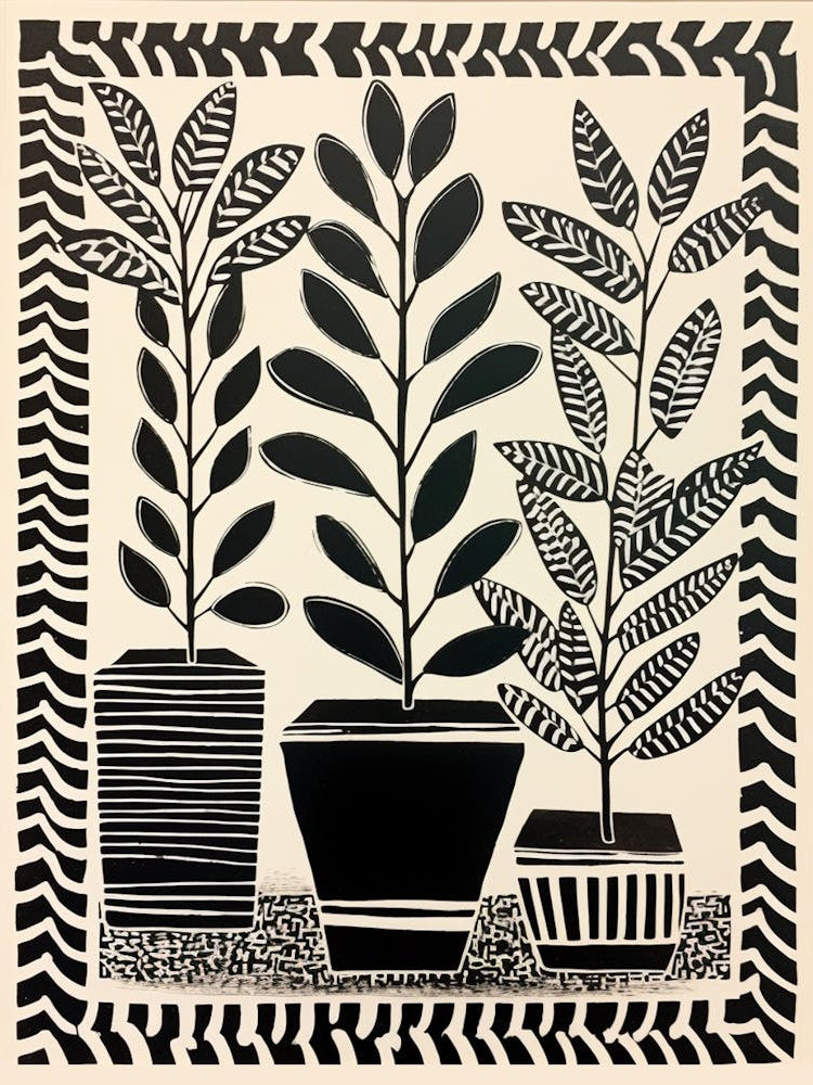 B&W Plant Illustration Zz Plant 7