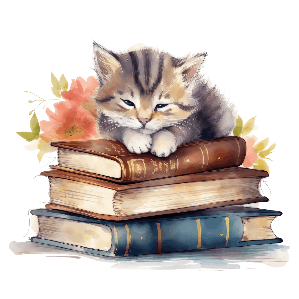 Cat Sleeping On Books 22