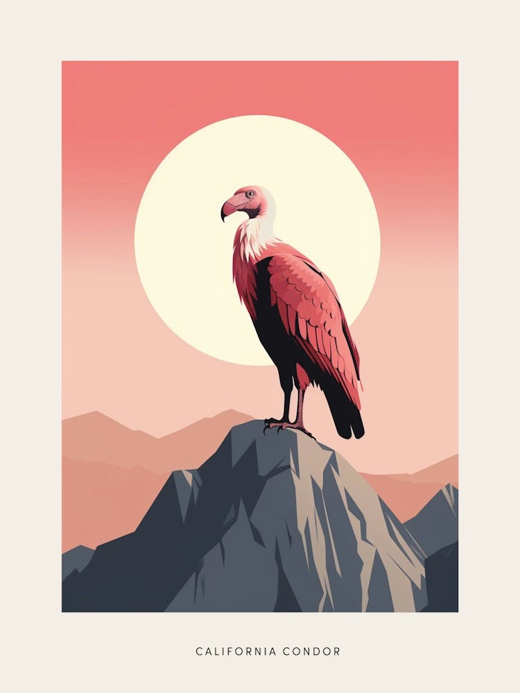 Minimalist California Condor 3 Bird Poster