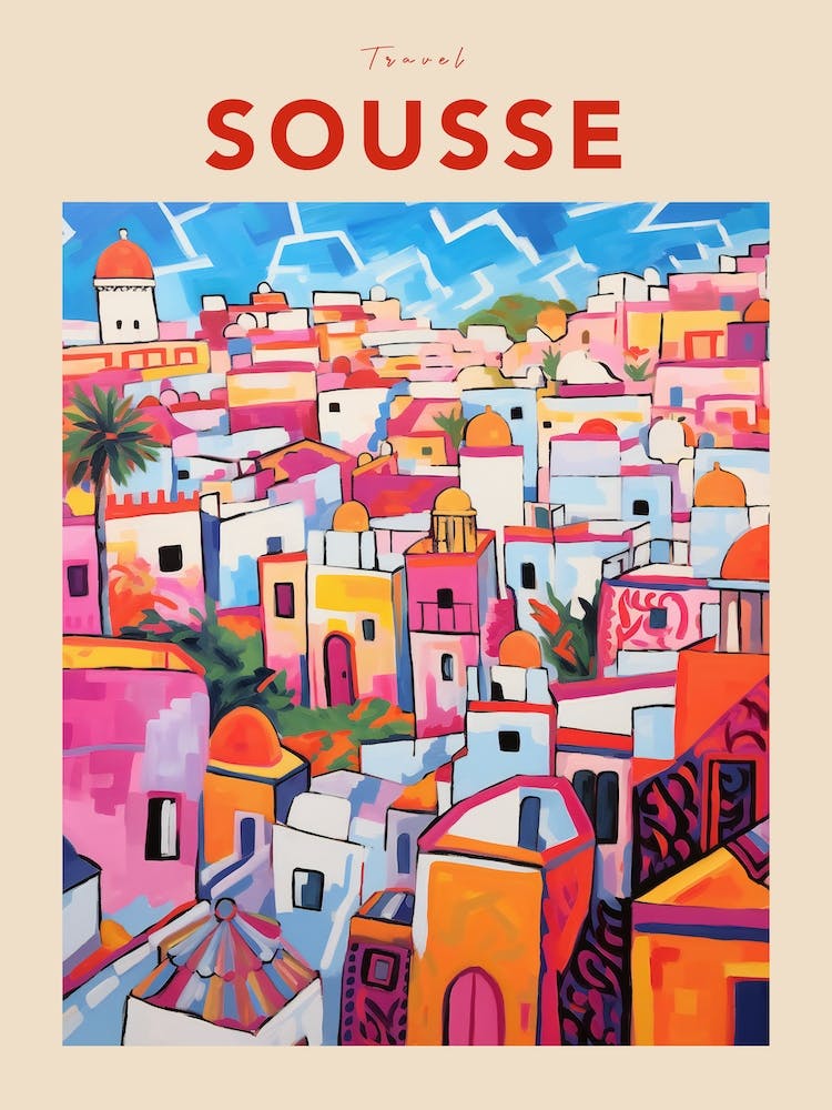 Sousse Tunisie 3 Affiche de Voyage Fauviste