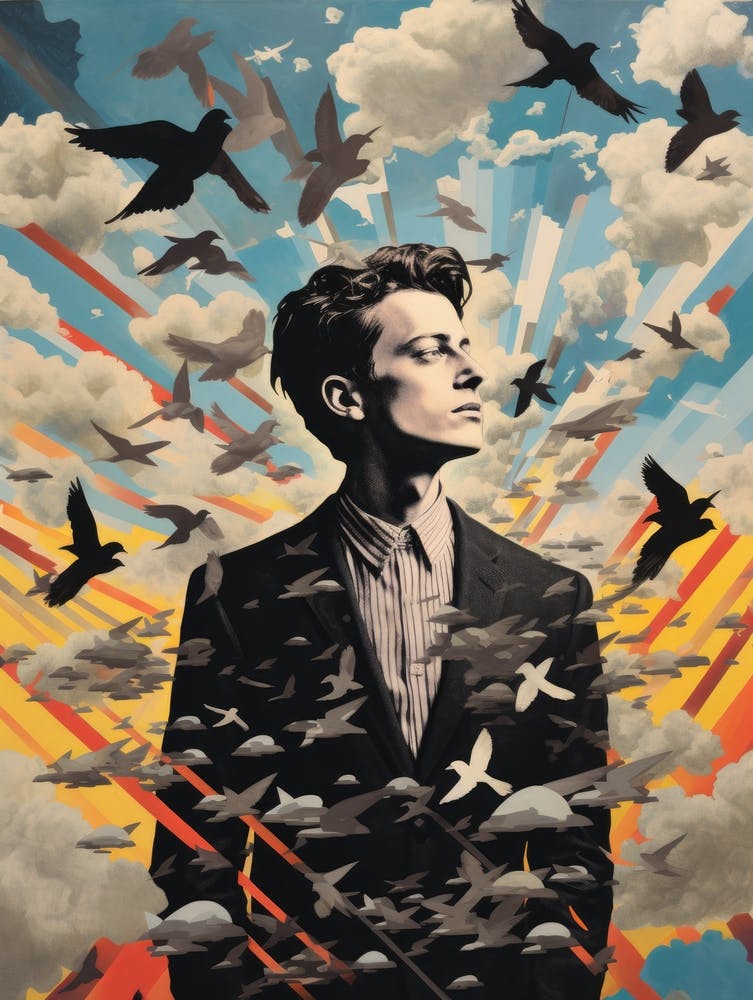 Man With Birds In The Sky