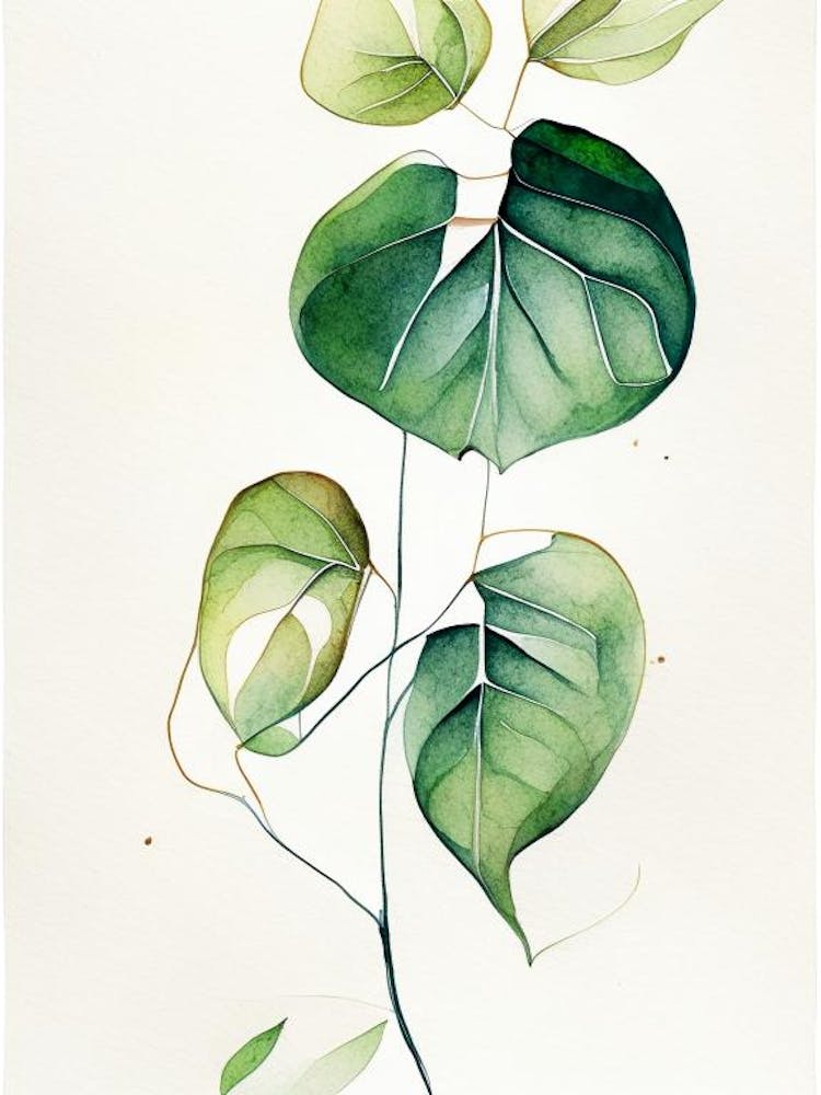 Wild Ginger Leaf Minimalist Watercolour 3