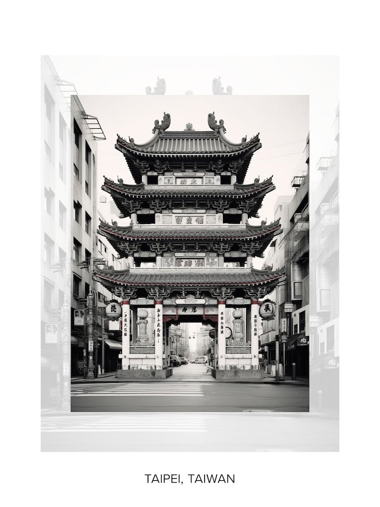 Poster Of Taipei, Taiwan, Black And White Old Photo 4