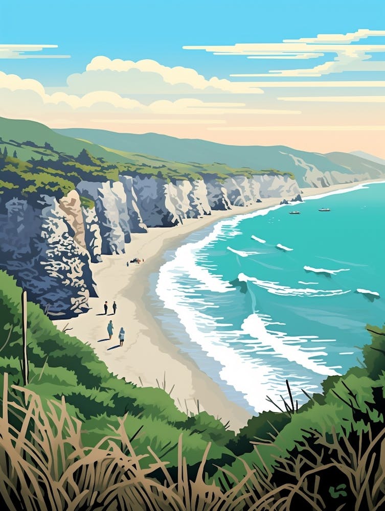 West Coast Trail New Zealand 1 Illustration de Voyage Vintage