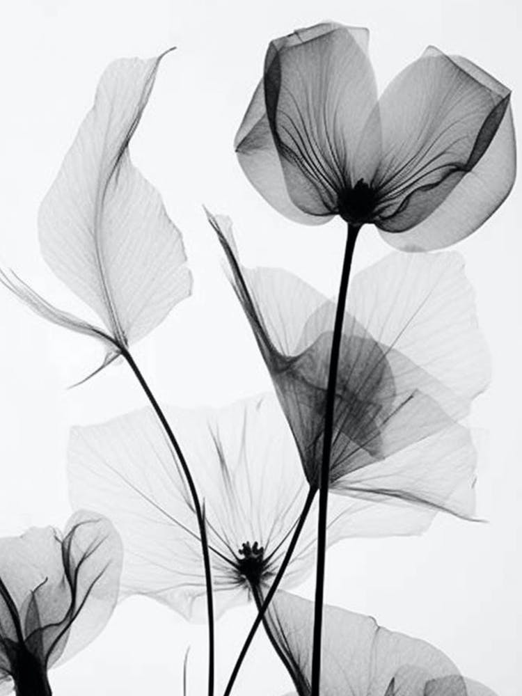 Black White Photograph Flowers W