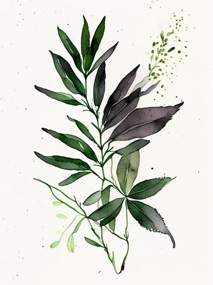 Licorice Herb Minimalist Watercolour
