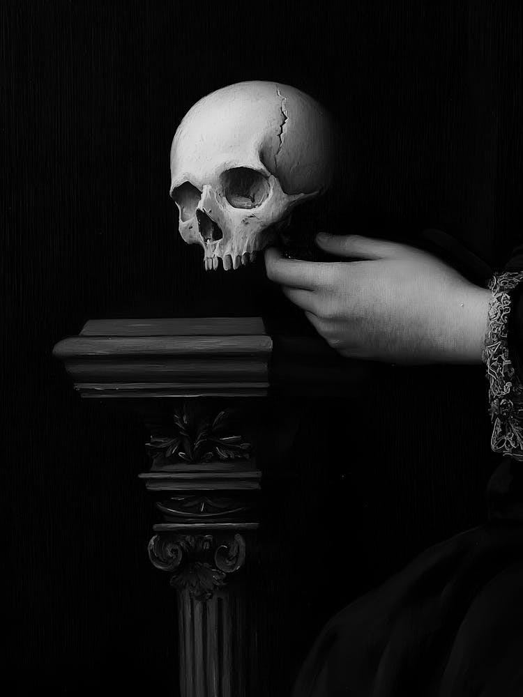 Woman Holding A Skull