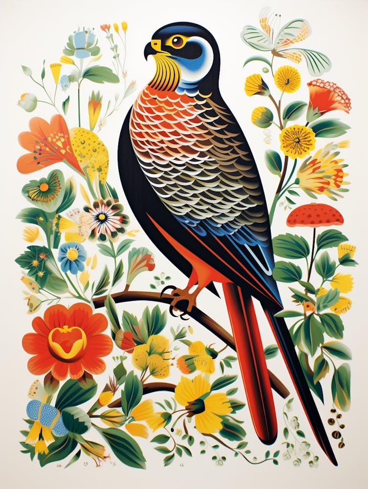 Scandinavian Bird Illustration Eurasian Sparrowhawk 3