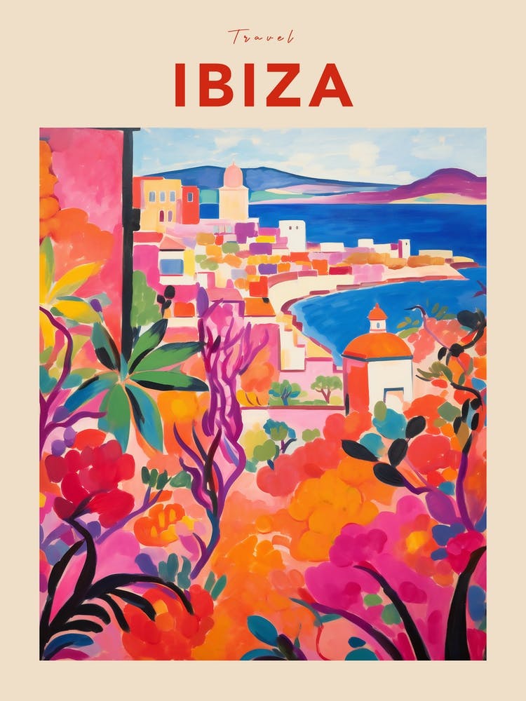 Ibiza Spain 5 Fauvist Travel Poster