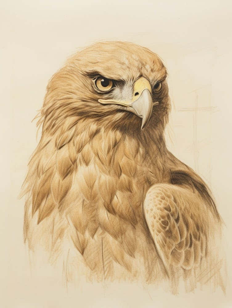 Vintage Bird Drawing Golden Eagle