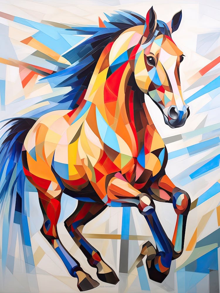 A Horse Painting In The Style Of Cubist Techniques 4