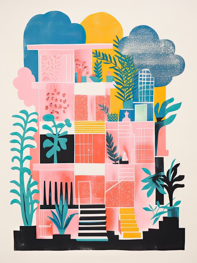 A House In Sydney, Abstract Risograph Style 3