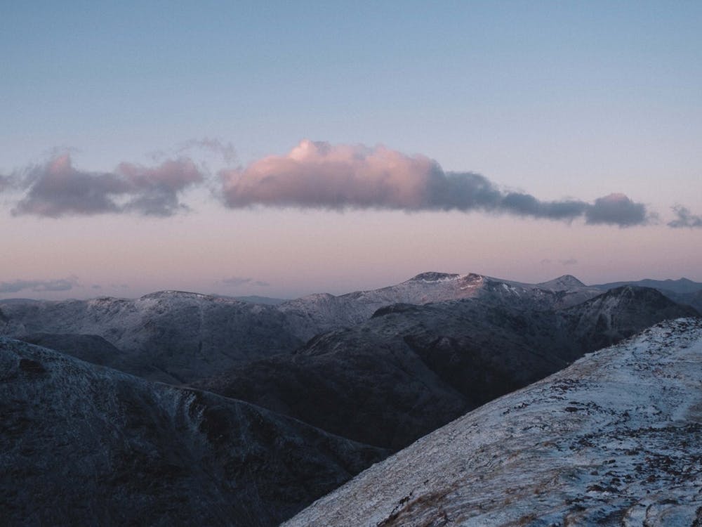 Sunrise Over Snowy Mountains