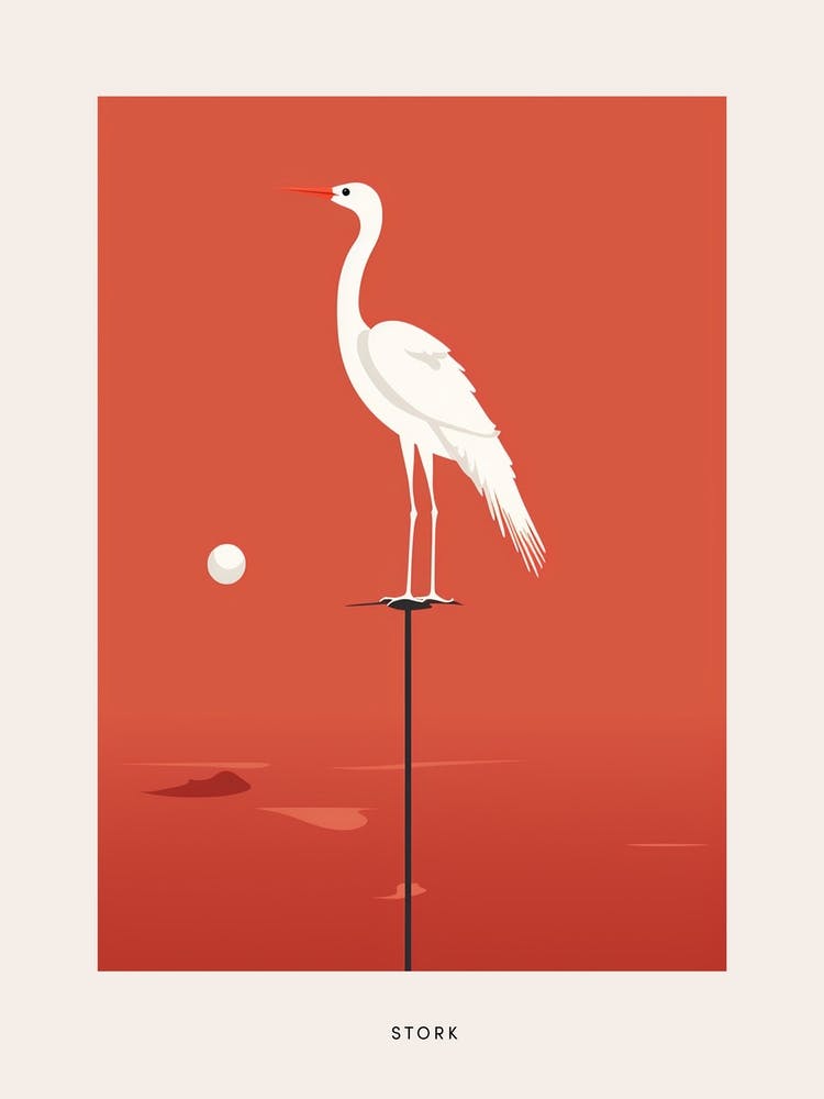 Minimalist Stork 1 Bird Poster