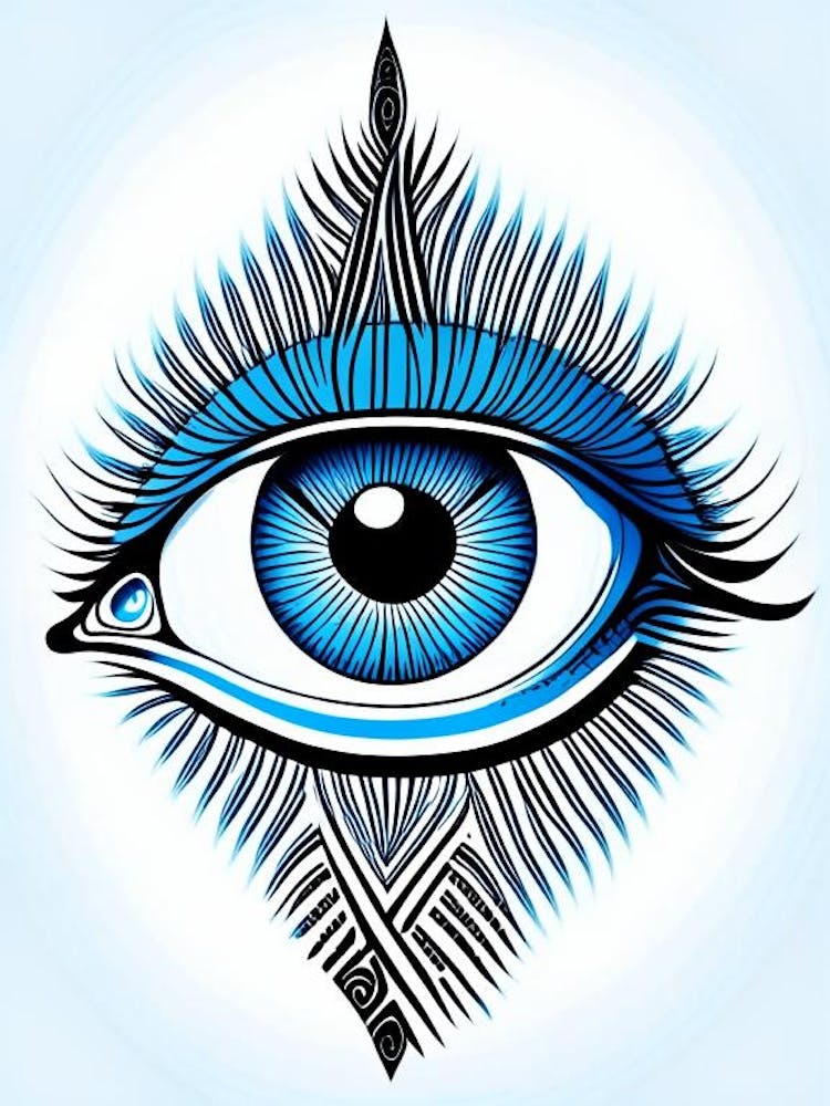 Surreal Eye, Symbol, Third Eye Blue & White 3