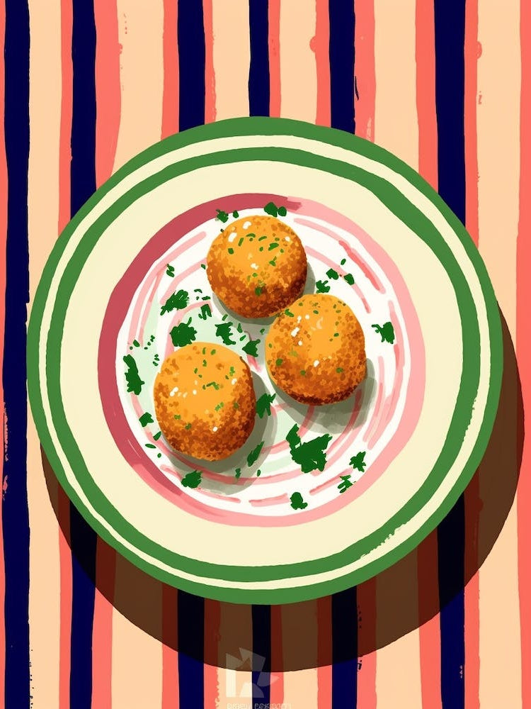 A Plate Of Arancini Top View Food Illustration 1