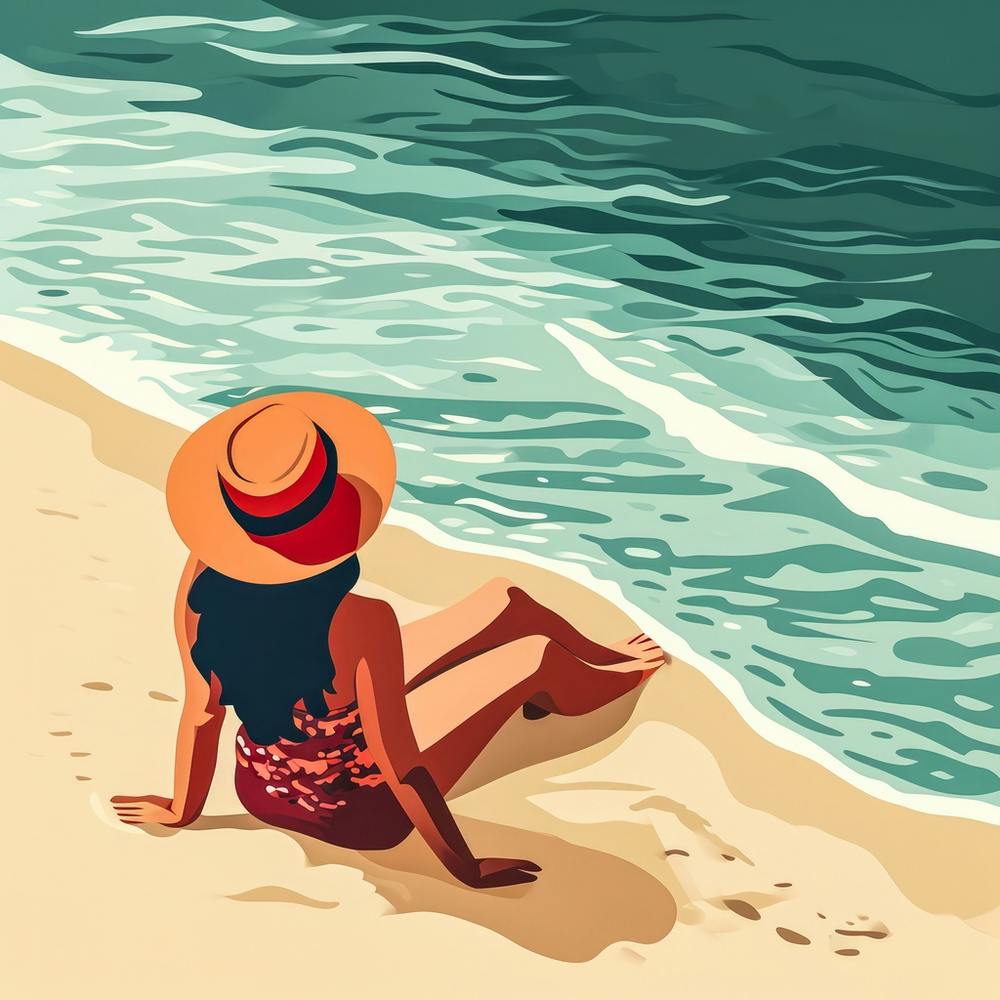 Woman Enjoying The Sun At The Beach 2