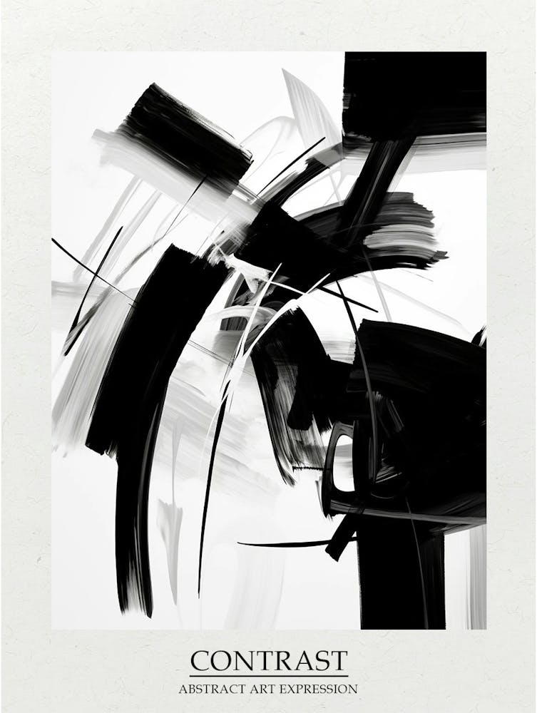 Contrast Abstract Black And White 6 Poster