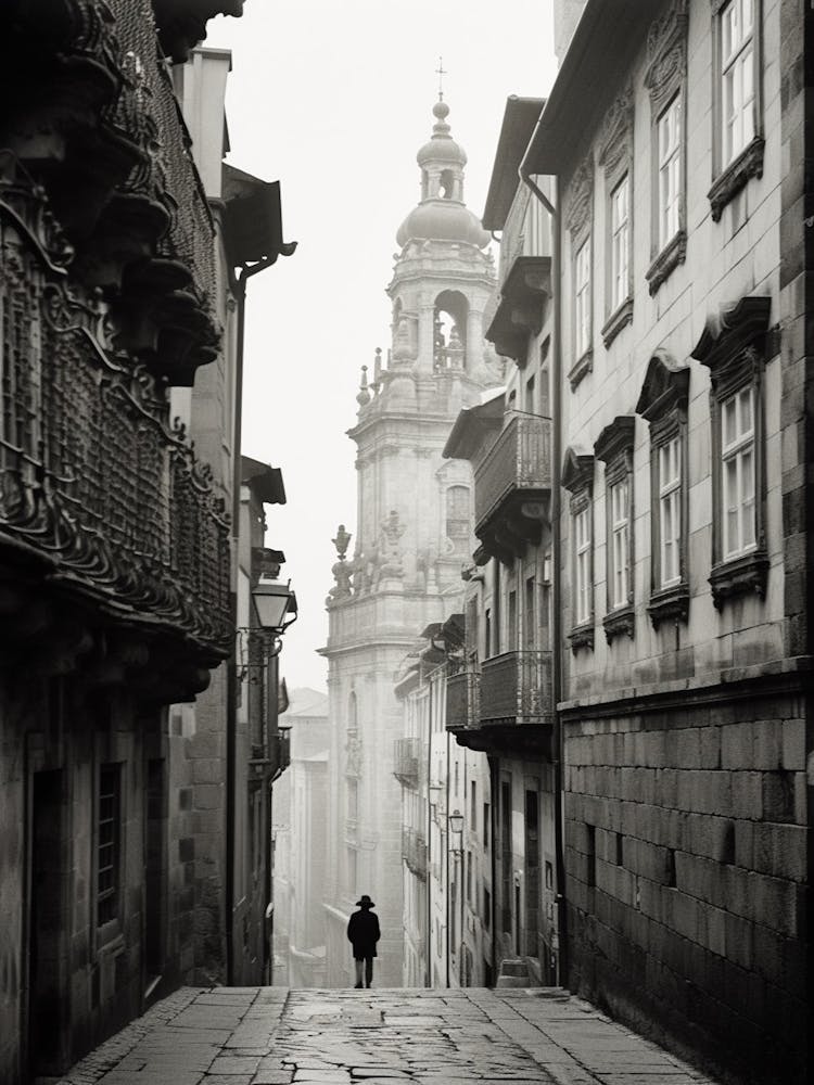 Santiago De Compostela, Spain, Black And White Analogue Photography 3