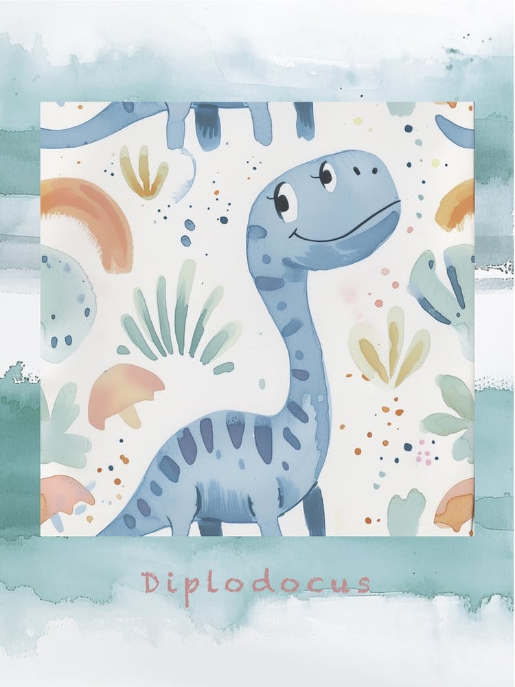 Cute Muted Diplodocus Dinosaur 2 Poster