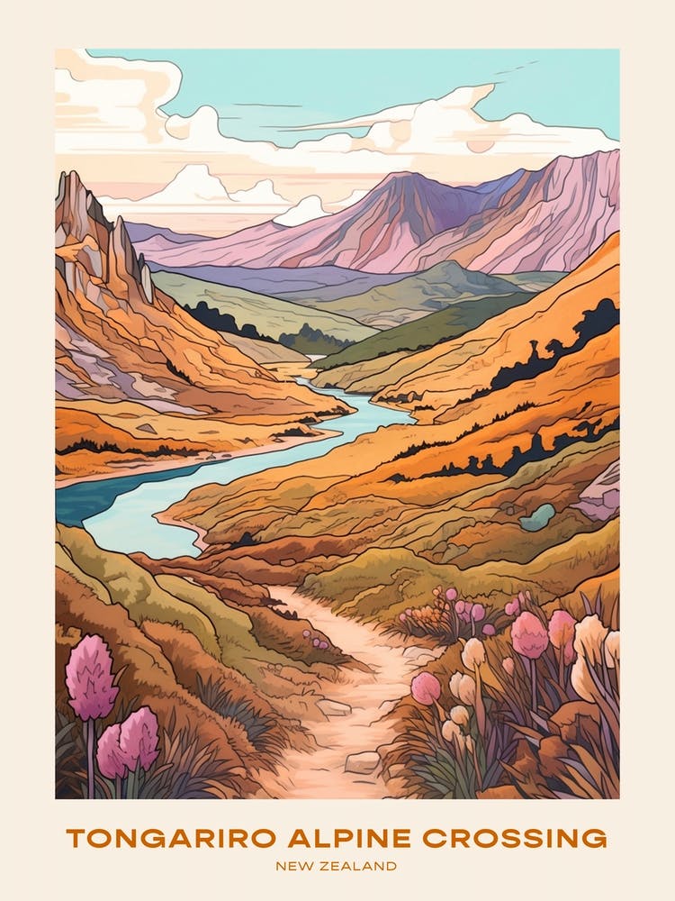 Tongariro Alpine Crossing New Zealand 2 Hike Poster