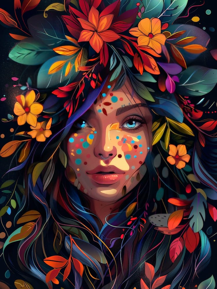 Mädchen mit Blumen auf dem Kopf 3
