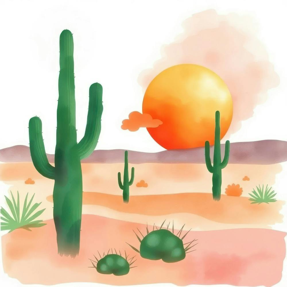 Watercolor Desert Cactus